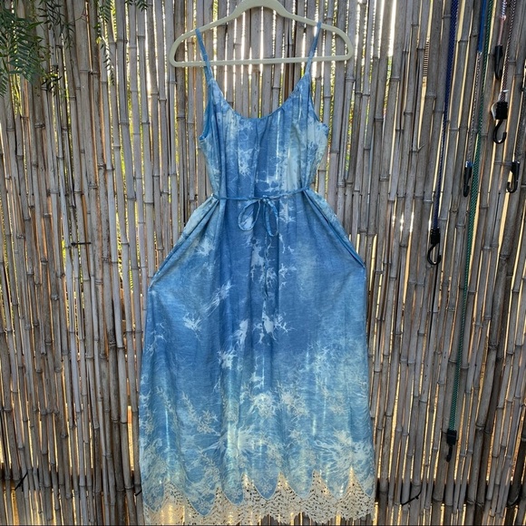 Line & Dot Embroidered Lace Tie Dye Maxi Dress szS